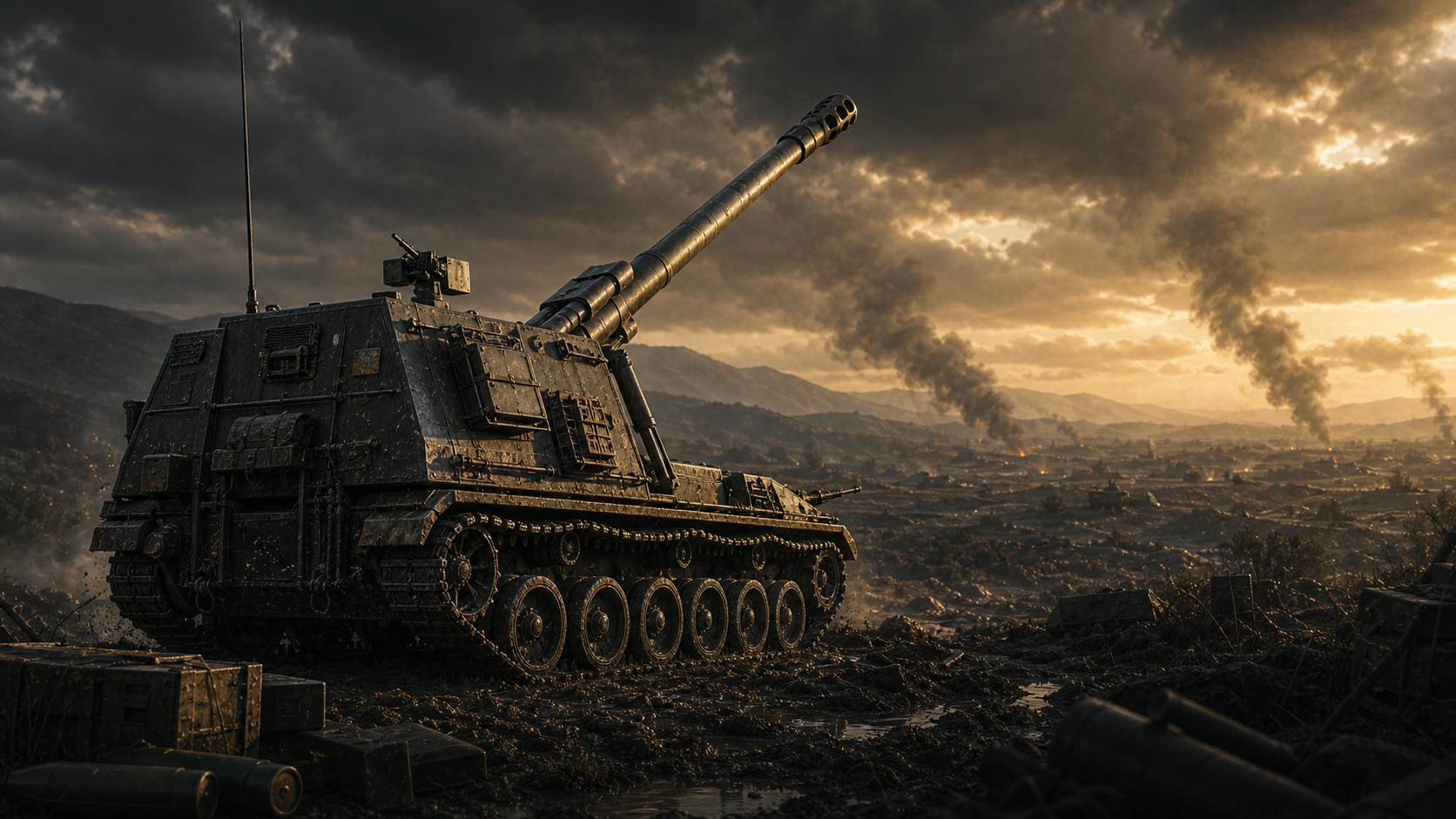 Ilustrační obrázek dělostřelectva ve World of Tanks stylu